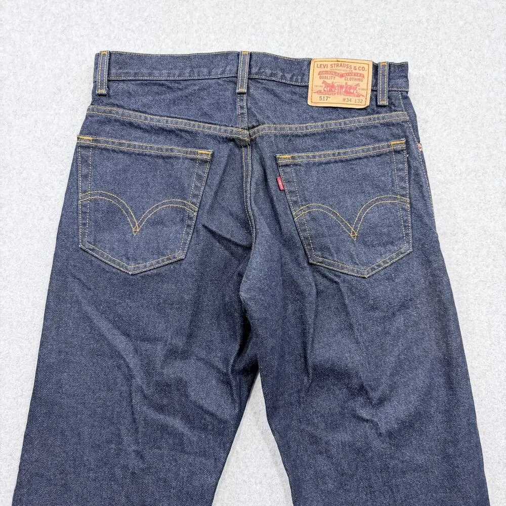 Levi's 517 Men's Boot Cut Jeans Dark Blue W34 L32 100% Cotton - Picture 6 of 15